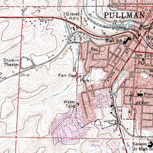 Topographic Map of Farr Cemetery, WA