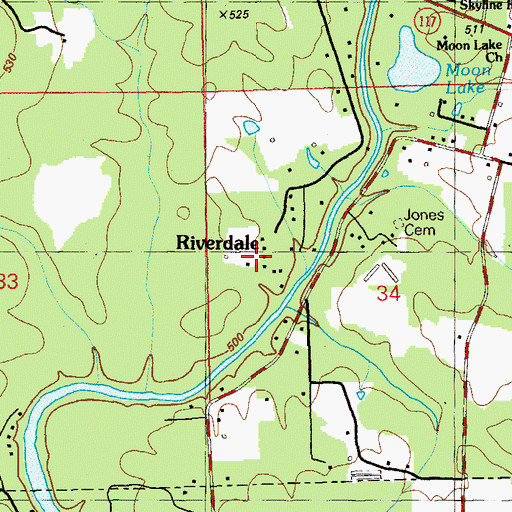 Topographic Map of Riverdale, AL