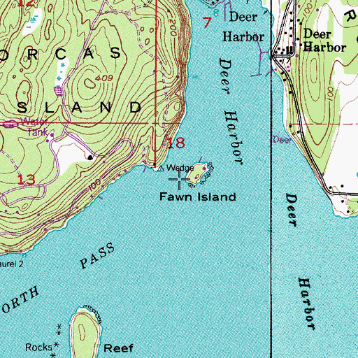 Topographic Map of Fawn Island, WA