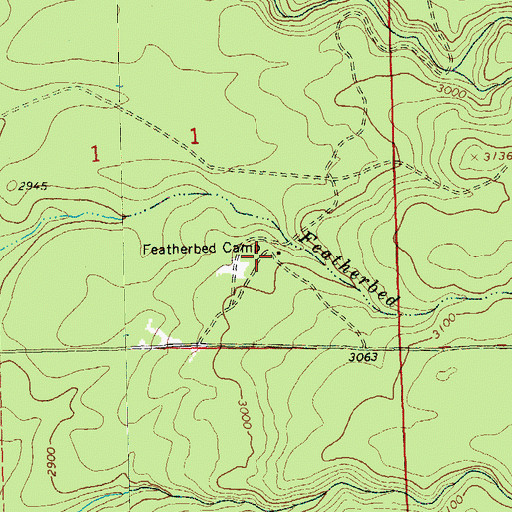 Topographic Map of Featherbed Camp, WA