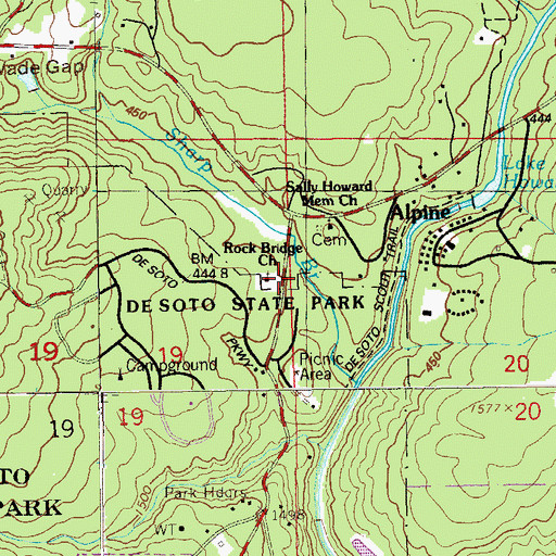 Topographic Map of Rock Bridge Church, AL