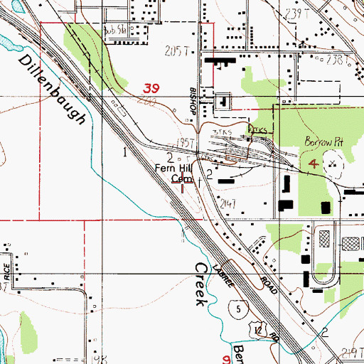 Topographic Map of Fern Hill Cemetery, WA