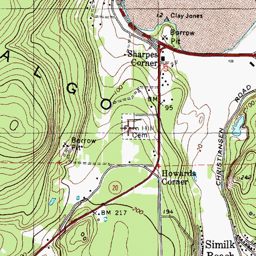 Topographic Map of Fern Hill Cemetery, WA