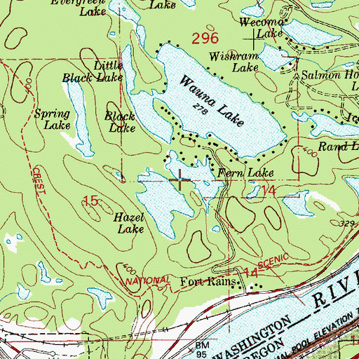 Topographic Map of Fern Lake, WA