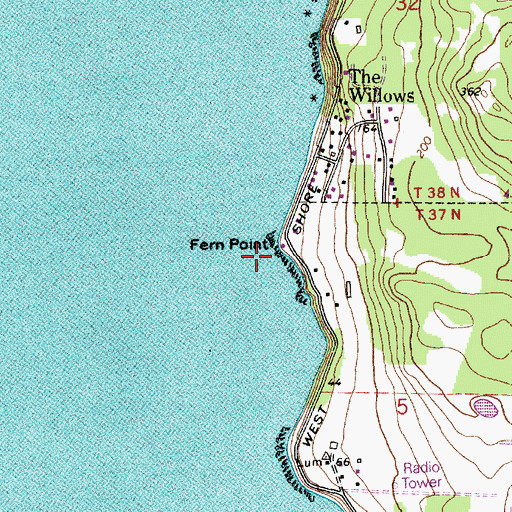 Topographic Map of Fern Point, WA