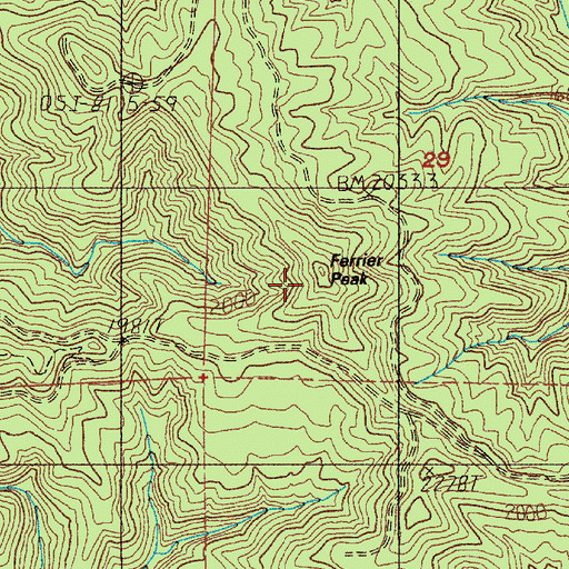 Topographic Map of Ferrier Peak, WA