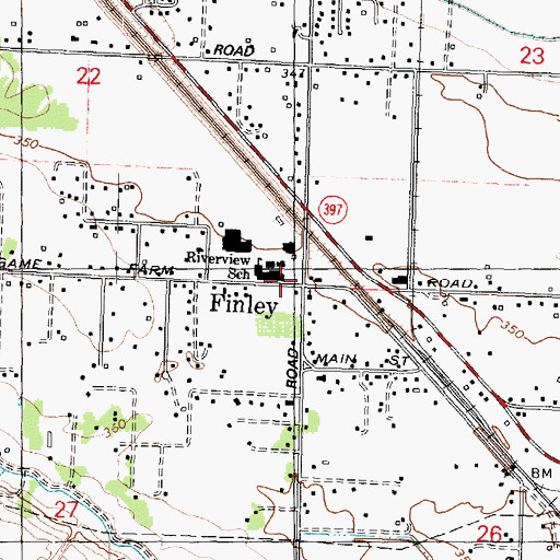 Topographic Map of Finley, WA