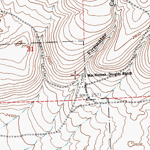 Topographic Map of Firewater Canyon, WA