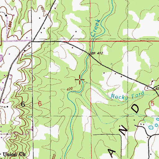 Topographic Map of Rocky Ford Branch, AL