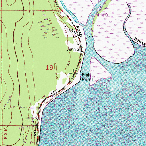 Topographic Map of Fish Point, WA