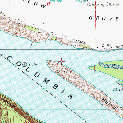 Topographic Map of Fisher Island Slough, WA