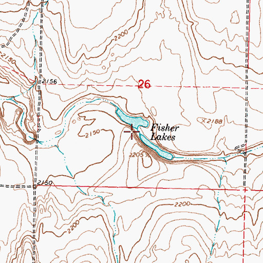 Topographic Map of Fisher Lakes, WA