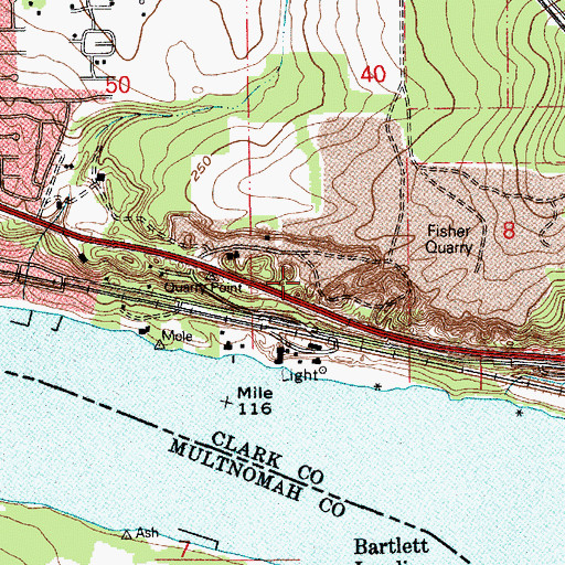 Topographic Map of Fisher Quarry, WA
