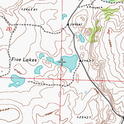 Topographic Map of Five Lakes, WA