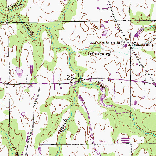 Topographic Map of Roden Branch, AL