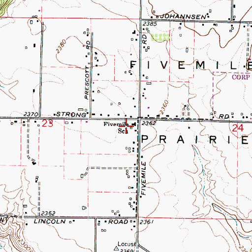 Topographic Map of Five Mile Prarie School, WA