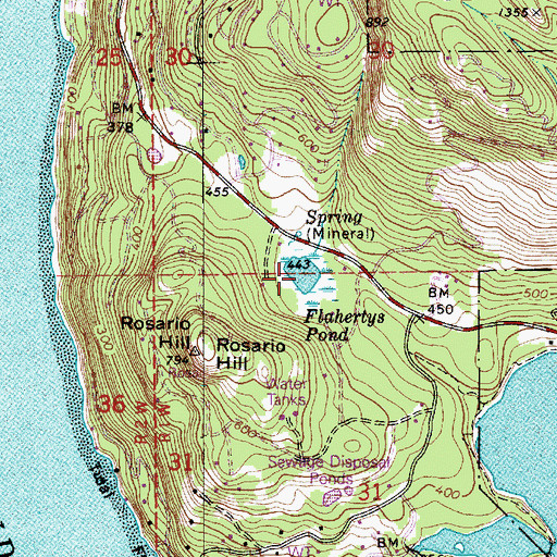 Topographic Map of Flahertys Pond, WA