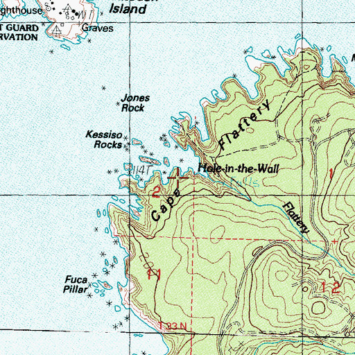 Topographic Map of Flattery Creek, WA