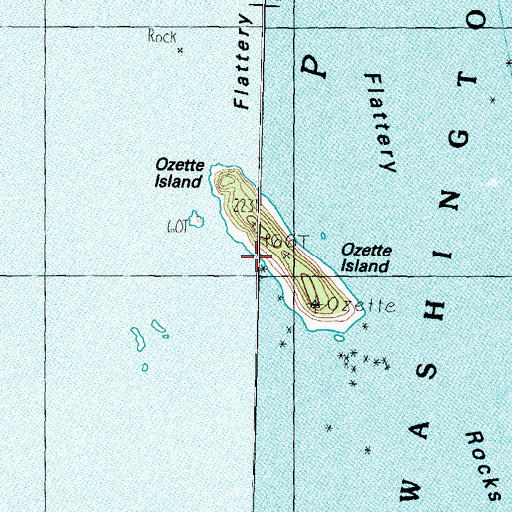 Topographic Map of Flattery Rocks National Wildlife Refuge, WA