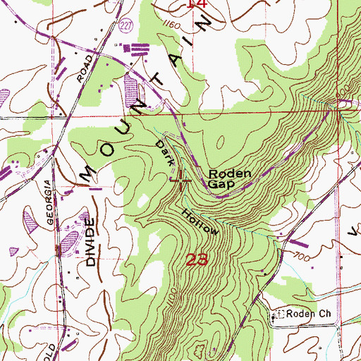 Topographic Map of Roden Gap, AL