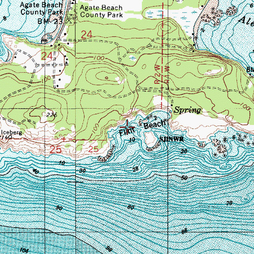 Topographic Map of Flint Beach, WA