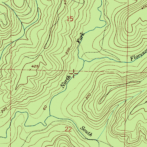 Topographic Map of Florence Creek, WA