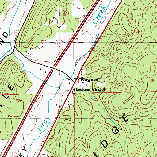 Topographic Map of Rogers, AL