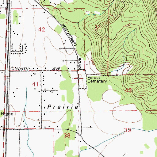Topographic Map of Forest Cemetery, WA