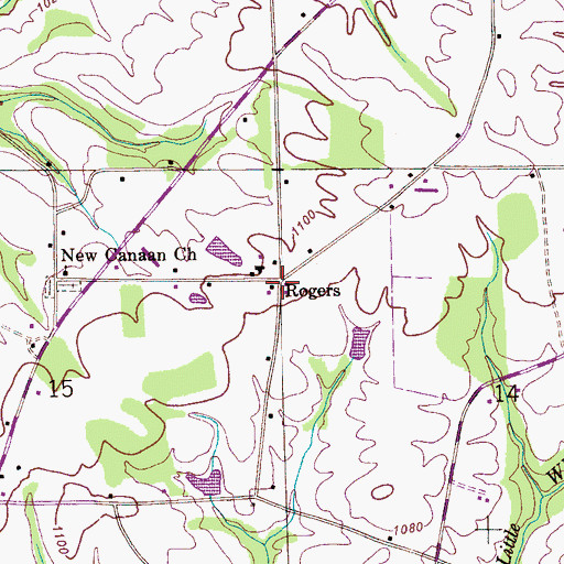 Topographic Map of Rogers, AL