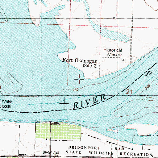 Topographic Map of Fort Okanogan, WA