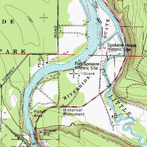 Topographic Map of Fort Spokane Historic Site, WA