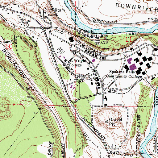 Topographic Map of Fort Wright College, WA