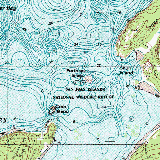 Topographic Map of Fortress Island, WA