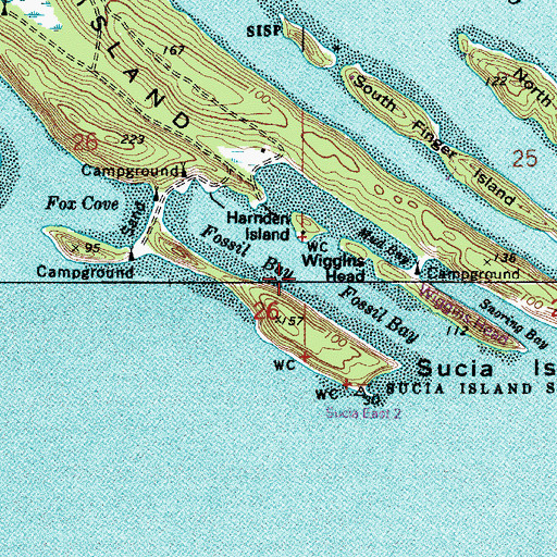 Topographic Map of Fossil Bay, WA