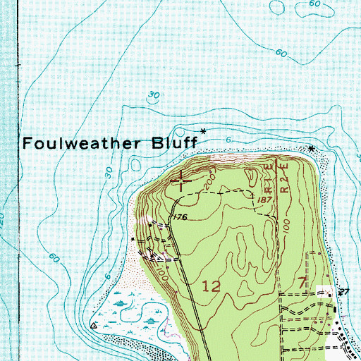 Topographic Map of Foulweather Bluff, WA