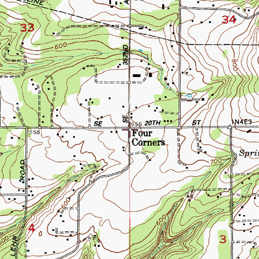 Topographic Map of Four Corners, WA