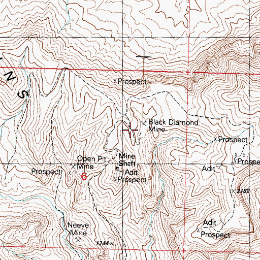 Topographic Map of Black Diamond Mine, AZ