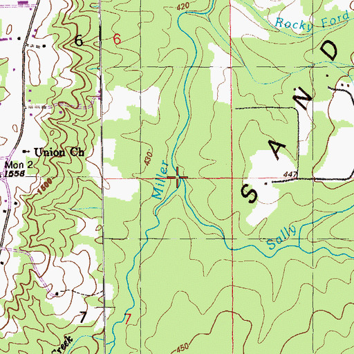 Topographic Map of Sally Branch, AL