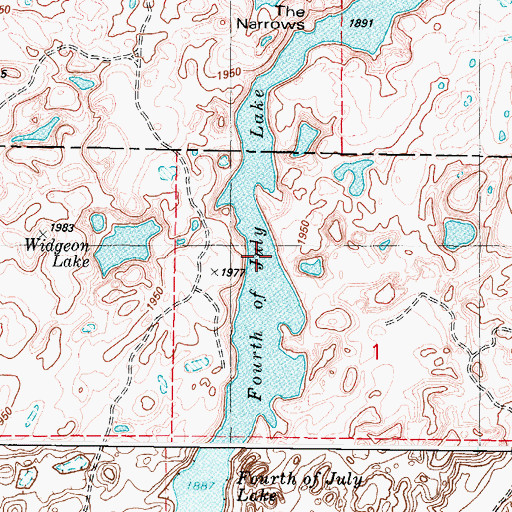 Topographic Map of Fourth of July Lake, WA