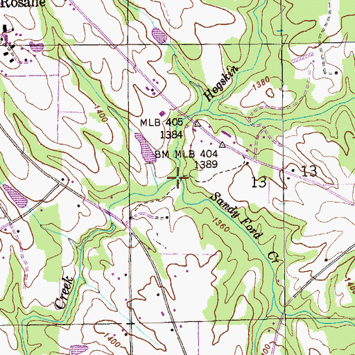 Topographic Map of Sandy Ford Creek, AL