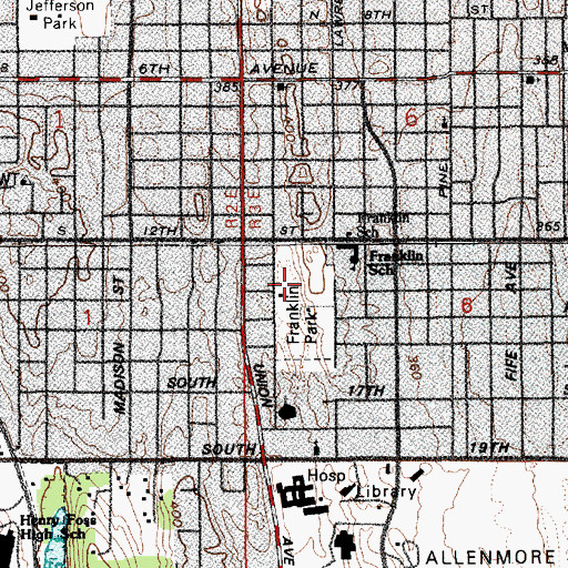 Topographic Map of Franklin Park, WA
