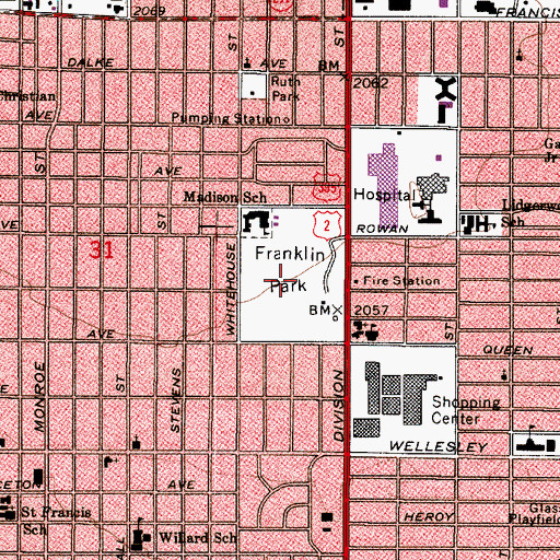 Topographic Map of Franklin Park, WA