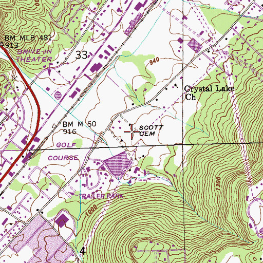 Topographic Map of Scott Cemetery, AL