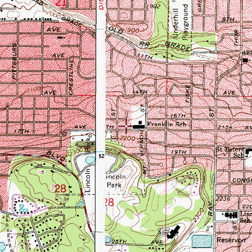 Topographic Map of Franklin Elementary School, WA