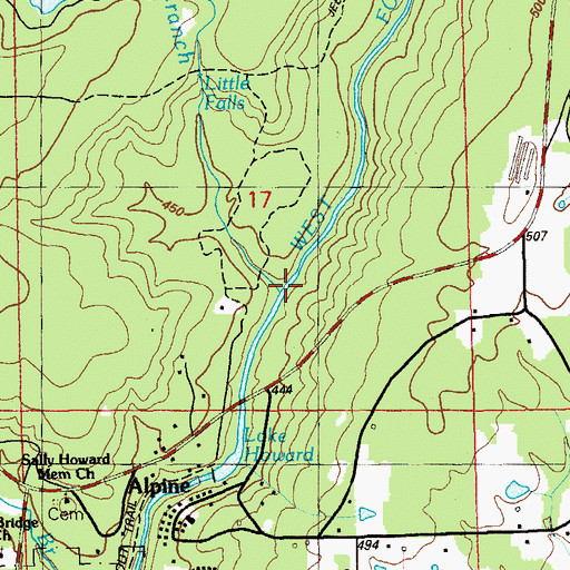 Topographic Map of Seymour Branch, AL