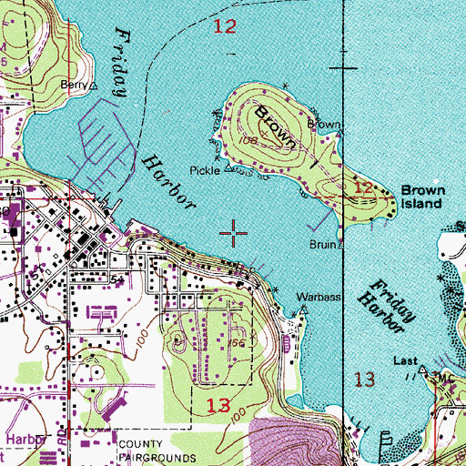 Topographic Map of Friday Harbor, WA