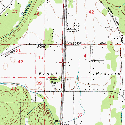 Topographic Map of Frost Prairie, WA