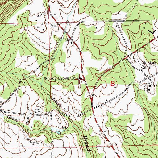 Topographic Map of Shady Grove Church, AL