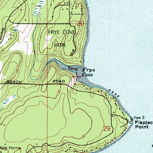 Topographic Map of Frye Cove, WA