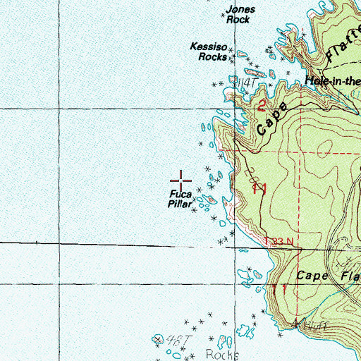 Topographic Map of Fuca Pillar, WA